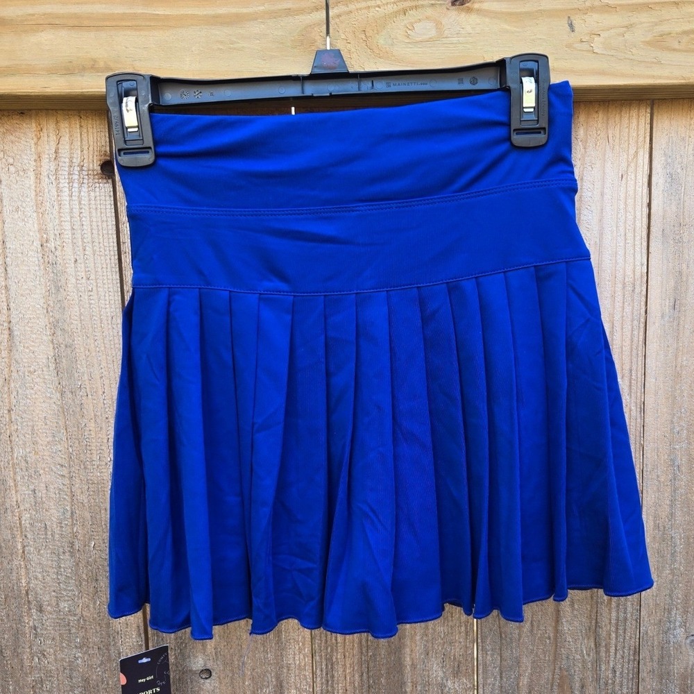 Hey Girl Royal Blue Pleated Athletic Skort Tennis Golf Skirt with Shorts NWT XS